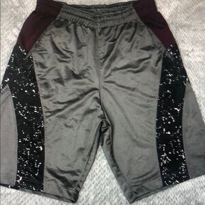 Men's Gray Athletic Shorts with Black Speckle Panels